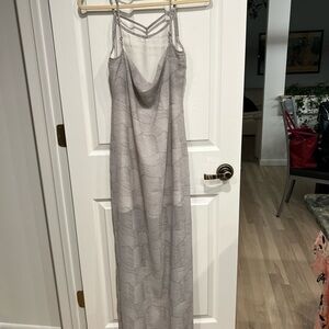 BCBGeneration Striped Light Gray and White Slip Dress